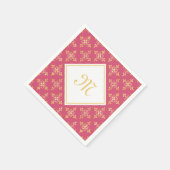 Luxus Monogram Pink und Gold Quatre Bloral Serviette (Ecke)