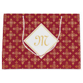 Luxus Monogram Rot und Gold Quatre Bloral Große Geschenktüte (Vorderseite)