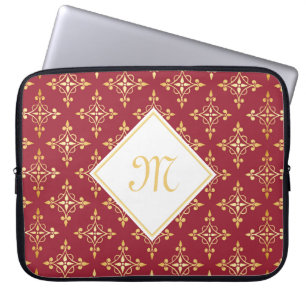 Luxus Monogram Rot und Gold Quatre Bloral Laptopschutzhülle