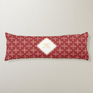 Luxus Monogram Rot und Gold Quatre Bloral Seitenschläferkissen