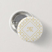 Luxus Monogram White and Gold Quatre Floral Button (Vorne & Hinten)