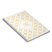 Luxus Monogram White and Gold Quatre Floral Notizblock (Rechte Seite)