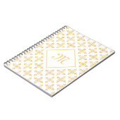 Luxus Monogram White and Gold Quatre Floral Notizblock (Linke Seite)