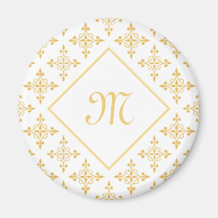 Luxus Monogram White und Gold Quatre Floral Magnet
