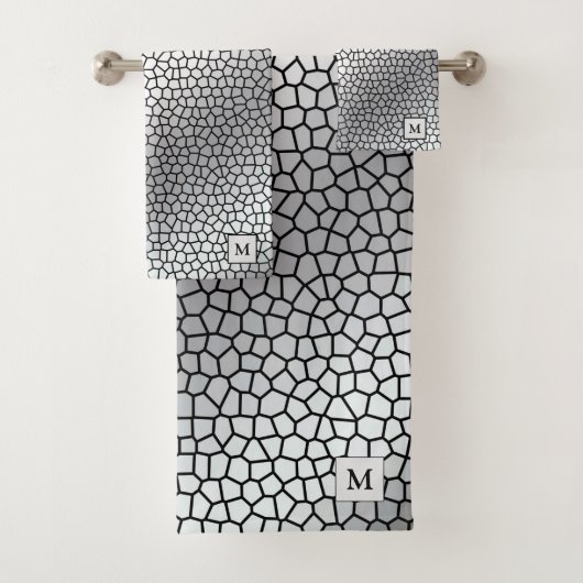 Luxus-Monogramm-Buntglas-Silber Badhandtuch Set (Insitu)