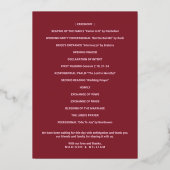 Luxus-Monogramm-Hochzeitsprogramm Burgund Gold Folieneinladung (Rückseite)