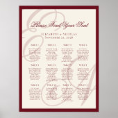 Luxus-Monogramm-Kalligrafie-Hochzeitssitzplan Poster (Vorne)