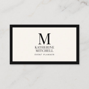 Luxus Monogramm Minimalistisch Schwarz Elfenbein L Visitenkarte