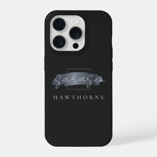 Luxus-Monogramm Moderne Minimalschwarze Pinselstri iPhone Hülle (Rückseite)