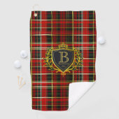 Luxus Monogramm Rot Gold Tartan Golfhandtuch (Insitu)
