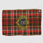 Luxus Monogramm Rot Gold Tartan Golfhandtuch (Horizontal)