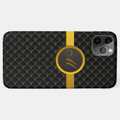 Luxus Monogramm schwarzer Diamant Upholstertes Led Case-Mate iPhone Hülle (Rückseite (Horizontal))