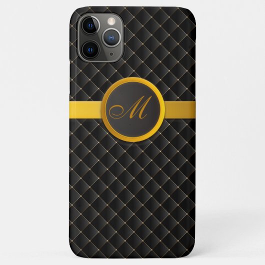 Luxus Monogramm schwarzer Diamant Upholstertes Led Case-Mate iPhone Hülle (Rückseite)