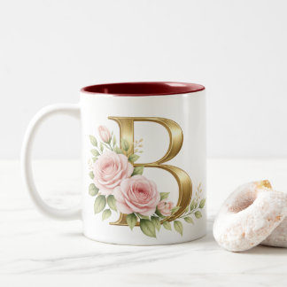 Luxus-Monogramm-Tasse Buchstabe B Elegant Gold Zweifarbige Tasse