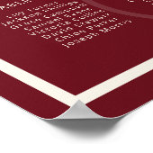 Luxus-Monogramm Tiefrotes Hochzeits-Sitzplan Poster (Ecke)