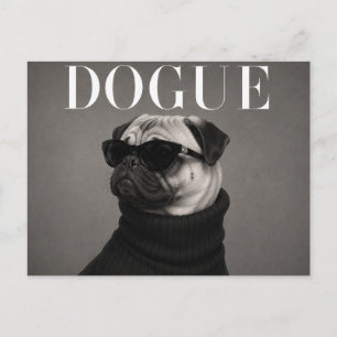Luxus-Mops-Hundeporträt Postkarte