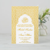 Luxus Moschee White Islamic Wedding Folieneinladung (Stehend vorne)