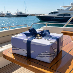 Luxus-Motorjacht Moderne weiße Superyacht Geschenkpapier