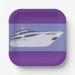 Luxus-Motorjacht Moderne weiße Superyacht Pappteller