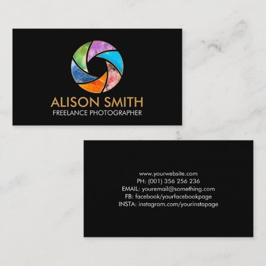 Luxus Multi Gemstone Camera Shutter Visitenkarte (Vorne/Hinten)