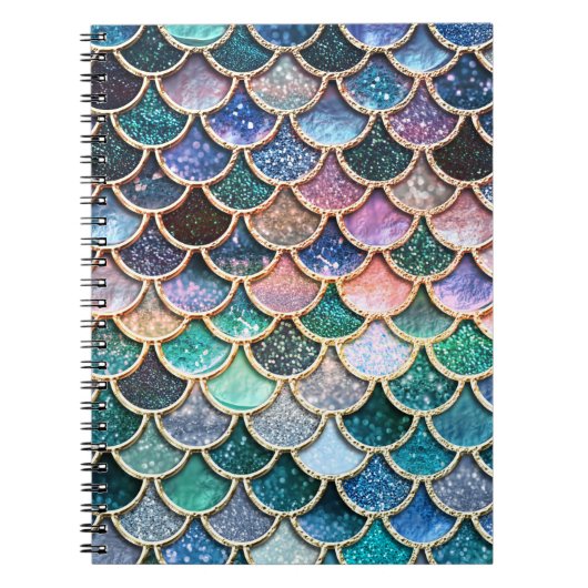 Luxus-Multicolor-Glitzer Mermaid Scales Notizblock (Vorderseite)
