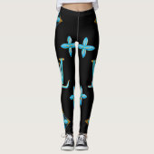 Luxus Muster Leggings Blue Gold (Vorderseite)