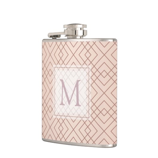Luxus Muster Rose Gold Monogram Flachmann (Links)
