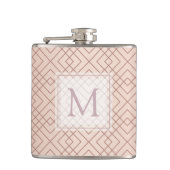 Luxus Muster Rose Gold Monogram Flachmann (Vorderseite)
