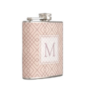 Luxus Muster Rose Gold Monogram Flachmann (Rechts)