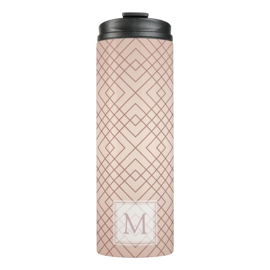 Luxus Muster Rose Gold Monogram Thermosbecher (Vorderseite)