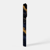 Luxus-Nachttblauer-Marmer-Gold/Schwarze-Adern-Hand iPhone Hülle (Rechte Seite)