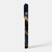 Luxus-Nachttblauer-Marmer-Gold/Schwarze-Adern-Hand iPhone Hülle (Linke Seite)