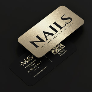 Luxus-Nagelstudio-Techniker Schwarzes Faux-Gold Visitenkarte