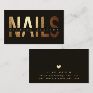Luxus Nail Business Card - Gold & Schwarz Design Visitenkarte