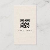 Luxus-Natur-Elfenbein-Leinen-QR-Code Visitenkarte (Rückseite)