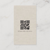 Luxus-Naturleinen QR-Code Visitenkarte (Rückseite)