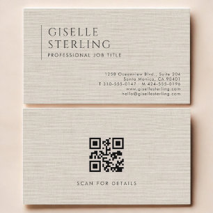 Luxus-Naturleinen QR-Code Visitenkarte