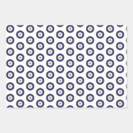 Luxus Nautical Sapphire Blue & White Gemustert Geschenkpapier Set