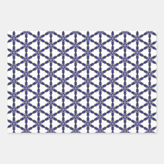 Luxus Nautical Sapphire Blue & White Gemustert Geschenkpapier Set (Vorderseite 3)