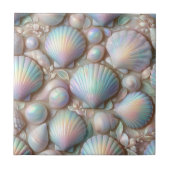 Luxus-Nautische Dekoration | Opal Seashells Beach  Fliese (Vorderseite)