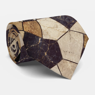 Luxus-Naviblau- und Goldmarmorstein-Mosaik Krawatte