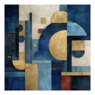 Luxus-Navy-Beige-Gold-Geometrische Komposition Fotodruck