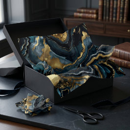 Luxus Navy Blau Schwarzer Falscher Gold Marmor Ach Seidenpapier