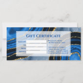 Luxus Navy Blue Agate Gilded Geschenkzertifikat (Rückseite)