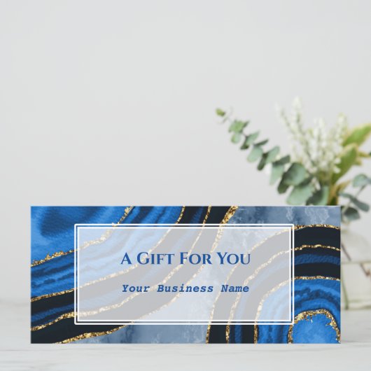 Luxus Navy Blue Agate Gilded Geschenkzertifikat (Stehend Vorderseite)
