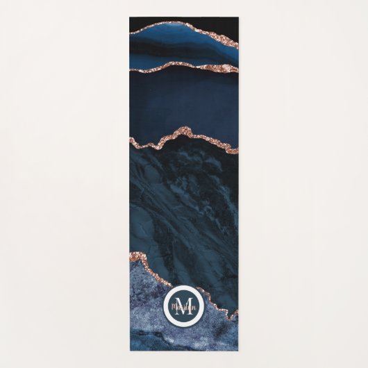 Luxus Navy Blue Gold Agate Imitate Glitzer Yoga Ma Yogamatte (Vorderseite)