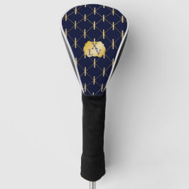 Luxus Navy Blue & Gold Lattice Monogram Golf Headcover