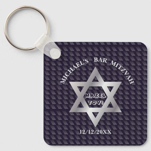 Luxus Navy Blue Magen David Sterne Modernes Design Schlüsselanhänger (Vorderseite)