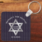 Luxus Navy Blue Magen David Sterne Modernes Design Schlüsselanhänger (Rückseite)