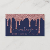 Luxus Navy Blue Rose Gold Sparkle Glitzer Tropfen Visitenkarte (Vorderseite)